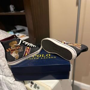 Grey Ralph Lauren Polo Ruby Bear Sneakers, Size 10.5